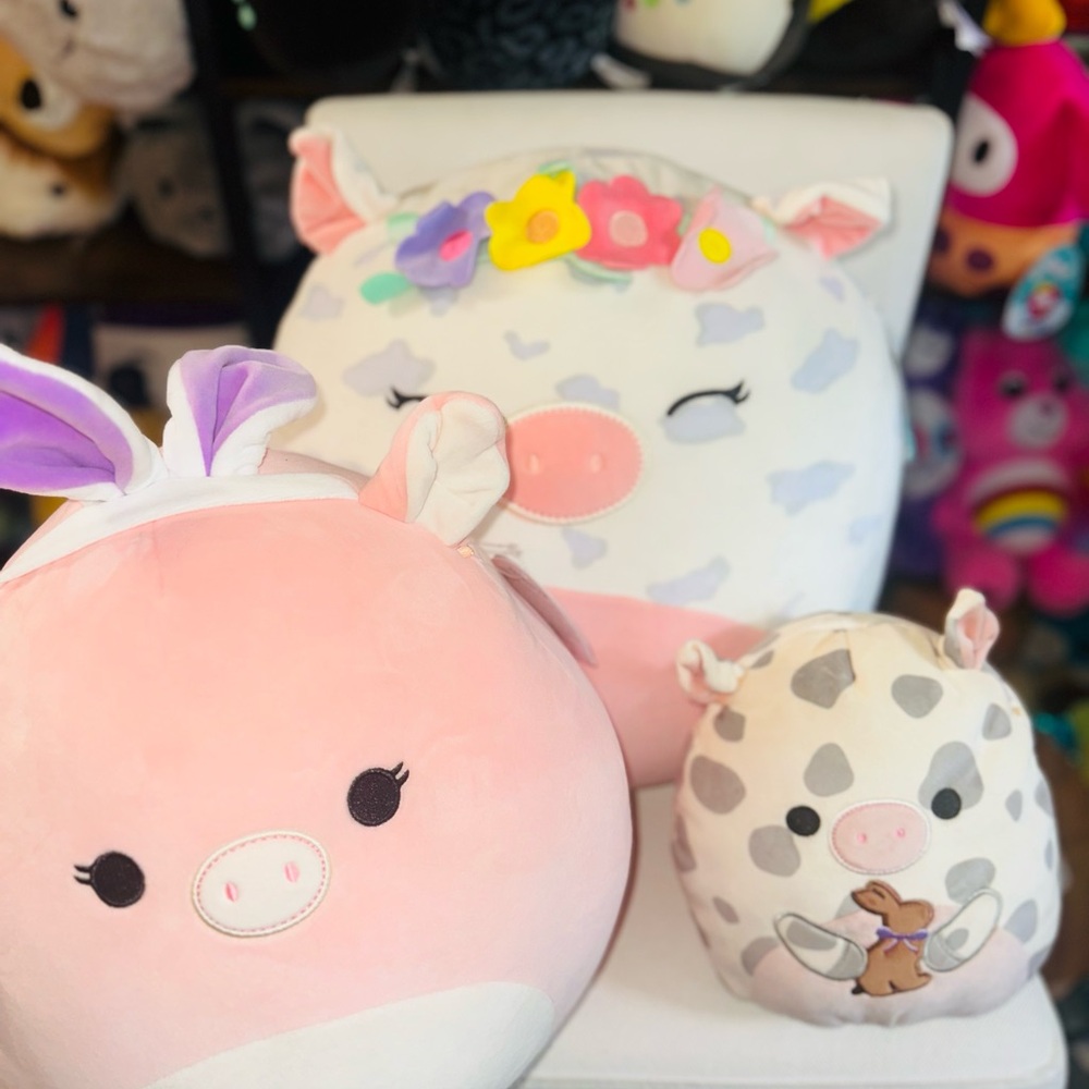 Squishmallow Rosie 16 & 8”- Hettie 12”.
